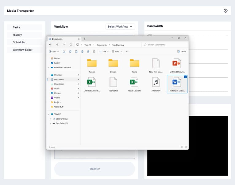Media Transporter file view